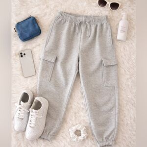 GAP Kids Vintage Soft Cargo Joggers XL 12 Gray Fleece Sweatpants